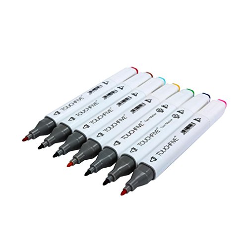 Rumas Non-Toxic Dual Tips Colored Marker Pens, Premium Scented Fine & Chisel Tips Markers, Highlighter Pens for Calligraphy, Assorted Colors (White)