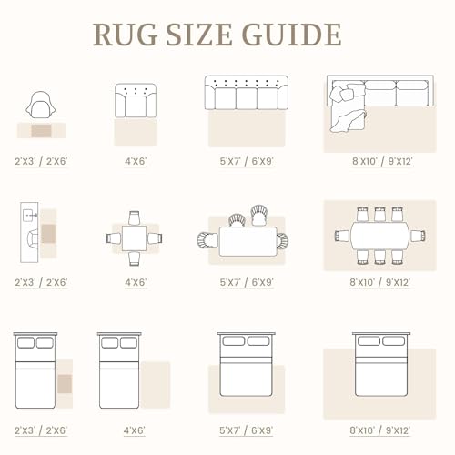 8x10 Area Rug Living Room: Washable Boho Geometric Moroccan Rug Neutral Modern Farmhouse Indoor Soft Non Slip Ultra Thin Large Printed Pattern Carpet for Bedroom Home Office (Beige, 8'x10')