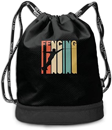 KLing Retro Style Fencing Silhouette Drawstring Backpack For Mens And Womens, 100% Polyester Original Backpack