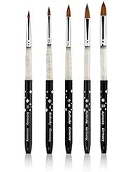 KADS 100% Kolinsky Sable Acrylic Brush 5pcs/Set Size 2#/4#/6#/8#/10# Acrylic Brush Black Kolinsky Sable Acrylic Nail Brushes