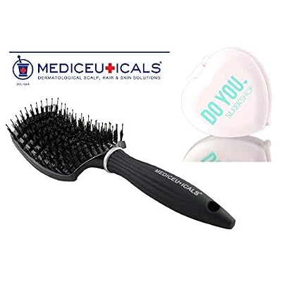 Scalpro SMOOTHING &amp; Detangling Hair Brush wSleek Compact Mirror Scalp Pro Brushes BLACK