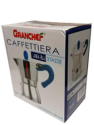 Granchef Espressokocher aus Aluminium, 3 Tassen, Espressokocher mit Griff und blauem Griff (3 Tassen) – Bild 7