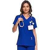COZYFIT Scrubs for Women - V-Neck Women Scrub Tops with 3 Pockets,Soft Stretch