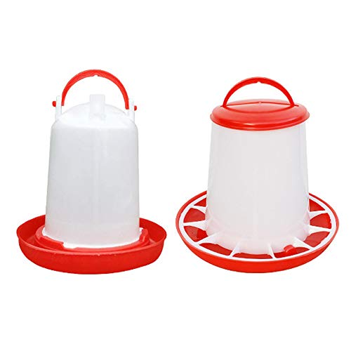 Anjing Futterautomat Hühner 3 kg und Hühnertränke 3l, Futterspender Hühner und Tränke Set für Hühnerfutter,Automatische Wassertränke,Hühner Futtertrog Set,Zubehör Zucht, Farming