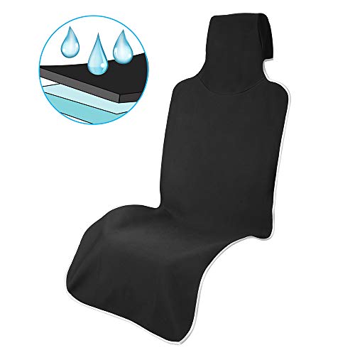 Waterproof Car Seat Covers, Universal Front Bucket Seat Covers for Cars Trucks SUV, Neoprene Covers for Car Seats with Non-Slip Machine Washable, Auto Carseat Protectors Black (59 x 26 Inches)ã€1 PCã€‘
