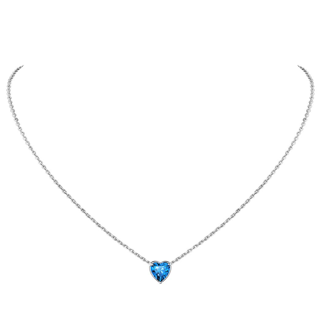 Suplight December Birthstone Necklace for Girlsfriend, Womens Pendant Necklaces Fashion 925 Sterling Silver Blue Topaz Dainty Heart Necklace for Women — image 1