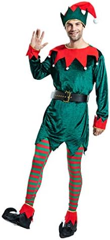 Traje De Elfo Navideño Para Toda La Familia – Gorro, Cinturón Y Medias Incluidos (Rojo)