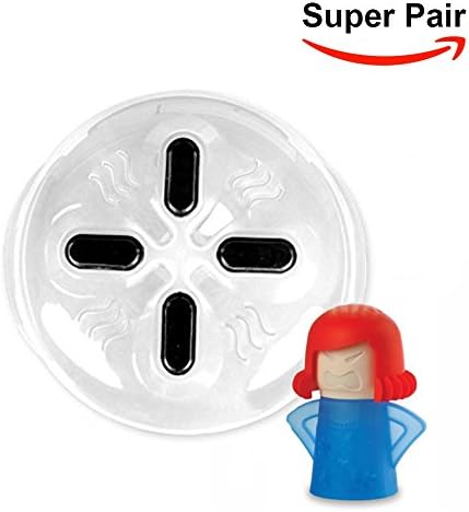 Magnetic Microwave Splatter Guard Plate Cover- Microwave Hover Anti-Sputtering Food Shield Lid w Steam Vents, Safe, Light, BPA Free (11.5 Inch)+ Angry Mom Microwave Cleaner (2 Pcs)