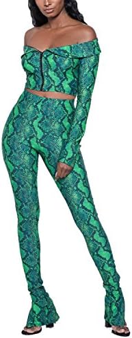 Yiershu Women s Sexy Floral Ruffles Off Shoulder 2 Pieces Outfits Casual Bodycon Long Sleeve Jumpsuits Rompers Green 3X