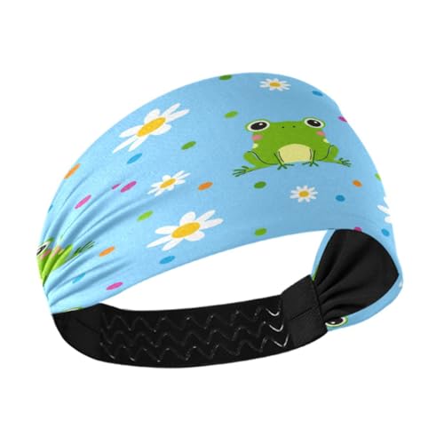 WELLDAY Headbands for Women Cute Frogs Soft Elastic Non Slip Headbands for Women Running, Wide Women’s Head Band for Thin Hair