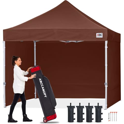 ABCCANOPY Faltpavillon 3x3 Wasserdicht mit Seitenteilen UV+,Braun