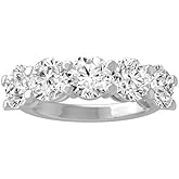 ARAIYA FINE JEWELRY 1/2 Carat - 5 Carat Lab Grown Diamond Five Stone Ring | 14K Solid White or Yellow Gold Wedding Anniversary Band Ring | D-E Color and VS clarity