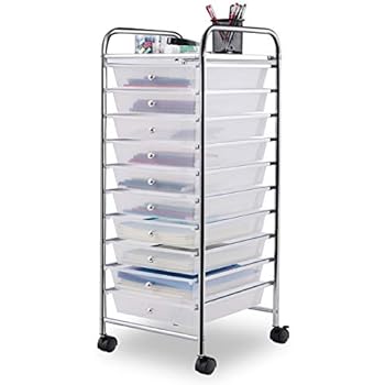 Amazon Com Multi Use 10 Drawer Rolling Cart Clear White And