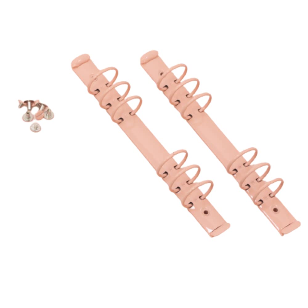 Craftelier - Kit of 2 Mechanisms for 6 Ring Binders | Size Approx. 22,7 cm (8.94") - Ring Diameter 3,3 cm (1.30") - Distance Between Rings 1,9 cm (0.75") | Includes 8 Fixing Brads | Pink Colour