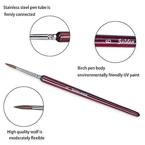 6Pcs Weasel Finest Detail Paint Brush 6pcs/Set, Miniature Art Brushes Fine Liner Round for Watercolor Oil Acrylic, Craft Models Rock Painting & Paint by Number
