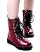 DADAWEN Boy's Girl's Combat Lace-Up Side Zipper Mid Calf Boots Dark Red US Size 13 M Little Kid