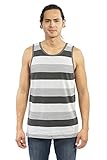 YAGO Men's Striped Tank Top YG5213 (Gray/Dark Gray/Black, Large)