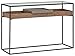 Rivet King Street Industrial Cabinet Media Console Table With Functional Storage, Walnut, Black Metal, Glass