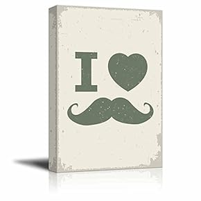 Vintage Style Canvas Wall Art - I Heart (Love) Beard - Giclee Print Gallery Wrap Modern Home Art Ready to Hang - 12" x 18"