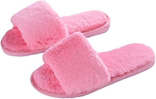 pestor Women's Plush Soft Open Toe House Clog Slippers Spa Slide Slipper Indoor Shoes