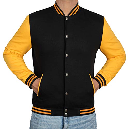 Yellow and Black Mens Baseball Jacket | S