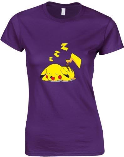 Sleepachu Pokemon Inspired Ladies T-Shirt Tee Top Christmas Xmas Gift Purple
