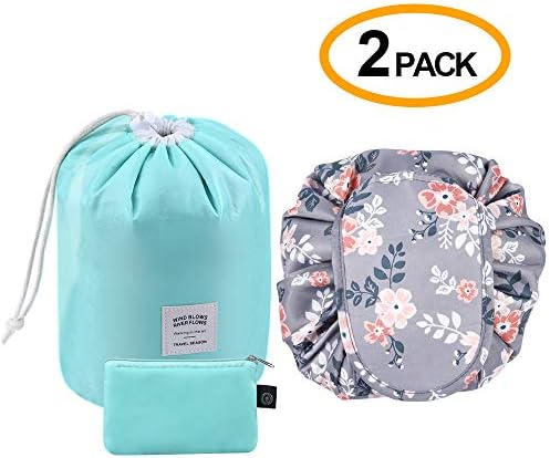 Tinbrot Travel Makeup Bag Set - 2 PCS Waterproof Cosmetic Bags Large Capacity Lazy Makeup Bag Portable Drawstring Toiletry Bags Multifunction Organizer Storage Carry Case Kit for Women
