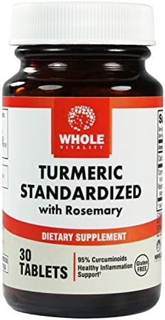 Turmeric Curcumin Extract Supplement, 95% Standardized Curcuminoids, with Rosemary, 30 Veggie Tablets