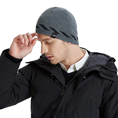 Bodvera Winter Warm Knitting Beanie Watch Cap Fleece Lined Plain Toboggan Ski Skull Hats Caps,Grey