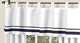 White and Navy Hotel Modern Window Valance by Sweet Jojo Designs