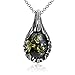 Sterling Silver Green Amber Drop Earrings Necklace Set 18 Inches