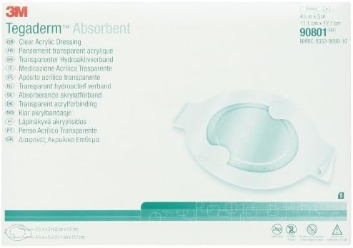 3M Tegaderm Absorbent Clear Acrylic Dressing, Medium Oval 90801, 5 Pads by 3M Skin and Wound Care