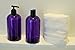 Baire Bottles 16 oz Empty Refillable Plastic Pump Bottles Dispenser 6 Pk PET BPA Free Refillable Containers Shampoo Lotion Oil Soap Waterproof Labels USA (Purple with Black Pump Floral Labels)