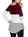 Allegra K Women's Casual Color Block Tops Round Neck Cotton Long Sleeve Tops Large Red