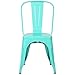 Poly and Bark Metal Modern Dining Chair, Industrial Mid Century Kitchen Cafe Restaurant Side Chair, Stackable, Aqua (Set of 4)