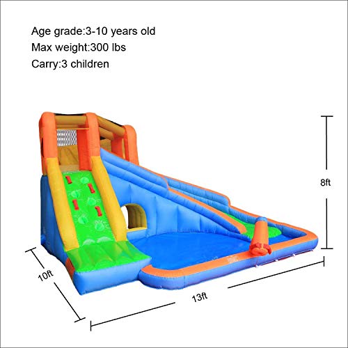 RETRO JUMP Inflatable Slide Bouncer, Pool Water Slide Climber Castle Bounce House Waterslide for Kids Backyard with Blower