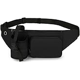 Waterproof Fanny Pack Waist Bag,Waist Pack for Women Men with Water Bottle Holder Hiking Fanny Pack for Outdoors Workout,Cycling,Dog Walking,Running Walking (Black)