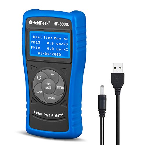 HOLDPEAK HP-5800D Laser PM 2.5 and PM 10 Air Tester,Particle Detector Professional Meter for Industry, Home, Factory, Air Purifier Quality, Decoration, Environment