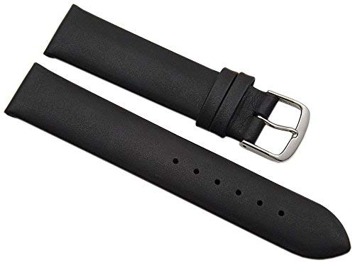 myledershop 19mm Calf leather watch strap band Made in Germany in black with buckle in silver MJ-Design-Germany incl assembly instructions