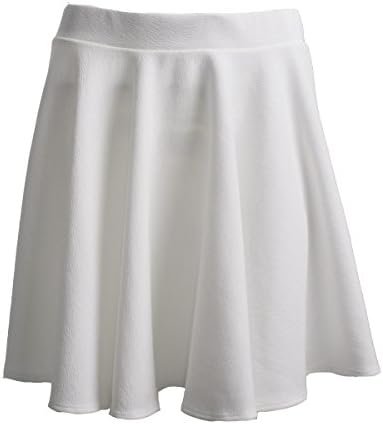 Amazing Closet A-Line Short Pleated Skirt Puff Basic Versatile Casual (Large, Normal-White)
