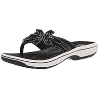 Clarks Women's Brinkley Flora Flip-Flop, Black Synthetic, 6