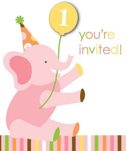 Creative Converting Sweet at One Girls 1st Birthday Party Invitations, 8 Count