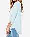 Face N Face Women's Summer V Neck Solid Loose Casual Cuffed Long Sleeve Blouses Sky Blue