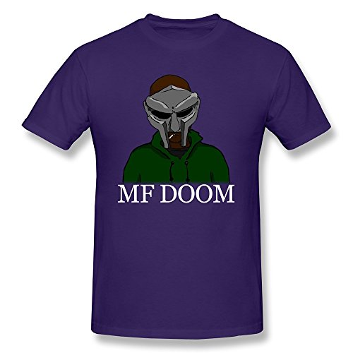 JU-LIAN Men's MF Doom Rapper Cotton T-shirts Purple XL