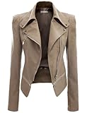 Women's Faux Leather Motorcycle Power Shoulder Jacket