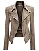 Women's Faux Leather Motorcycle Power Shoulder Jacket