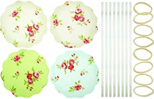 KitchenCraft Home Preserving Floral Patterned Fabric Jam Cover Kits, Pack of 8
