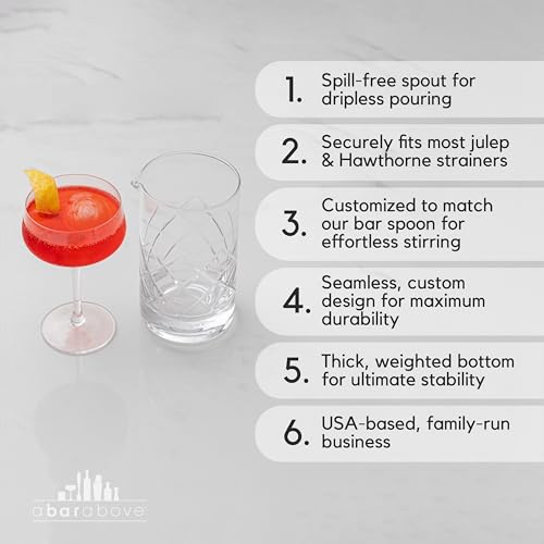 A Bar Above Diamond Cut Cocktail Mixing Glass Thick, Sturdy Glass Beaker to Mix & Stir