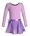 DANSHOW Girls Team Basic Long Sleeve Leotard with Skirt Kid Dance Ballet Tutu Dress(KD3028-M-09)