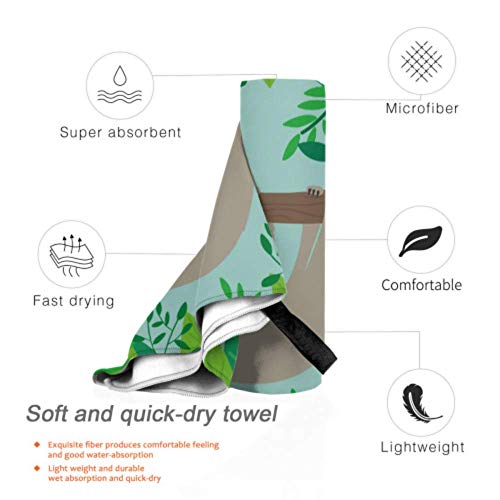 JOCHUAN-Cute-Sloth-In-Jungle-With-Quote-2-Pack-Microfiber-Bath-Towels-Beach-Beach-Towel-Large-Set-Fast-Drying-Best-For-Gym-Travel-Backpacking-Yoga-Fitnes